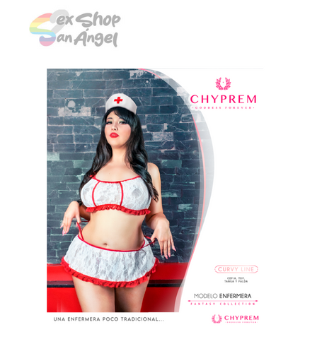 LENCERÍA DISFRAZ "ENFERMERA" CURVY.