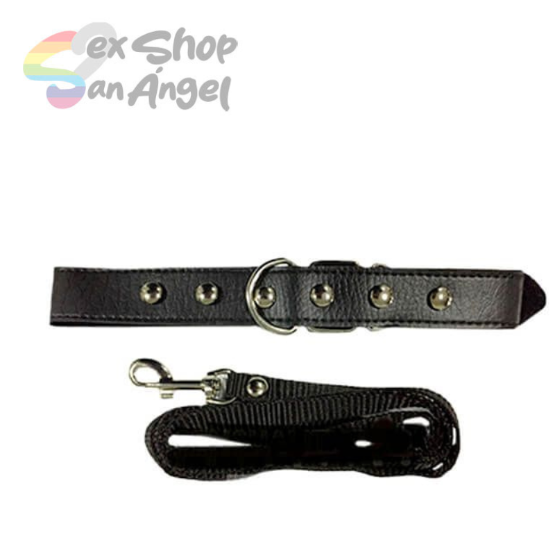 COLLAR DE CUERO CON CORREA  BDSM.