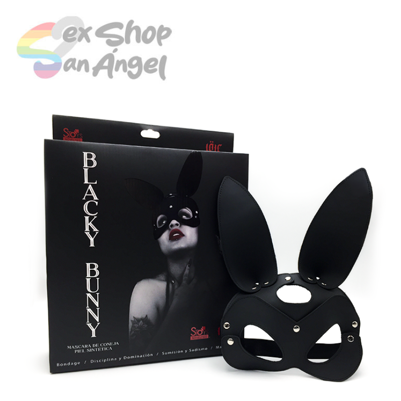 ANTIFAZ CONEJA BDSM NEGRO DE CUERO.