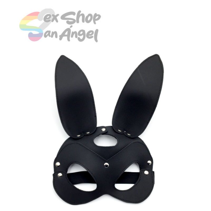 ANTIFAZ CONEJA BDSM NEGRO DE CUERO.